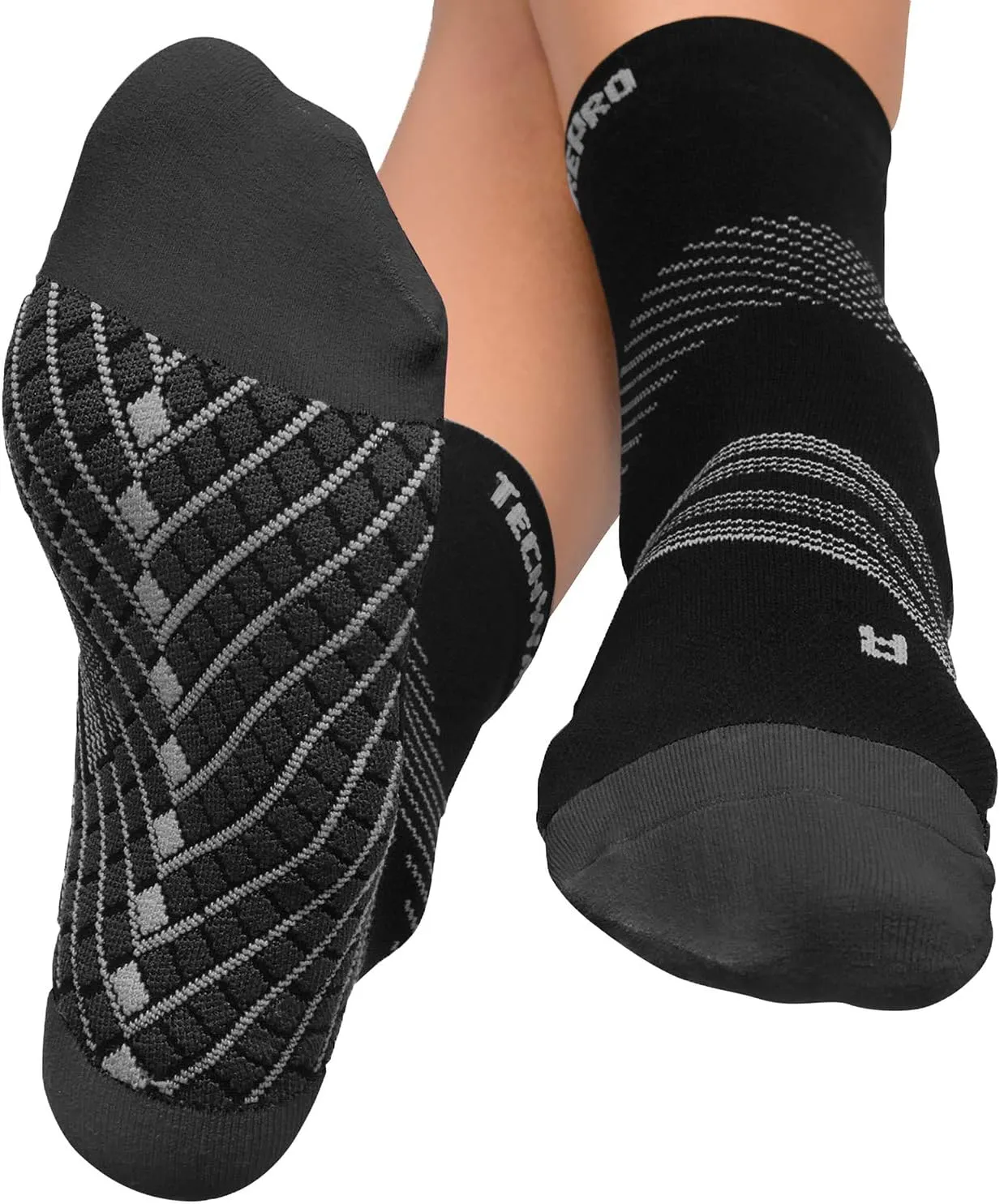 TechWare Pro Plantar Fasciitis Socks  Cushion Ankle Compression Socks Women & Men. Achilles Tendonitis Brace & Arch Support