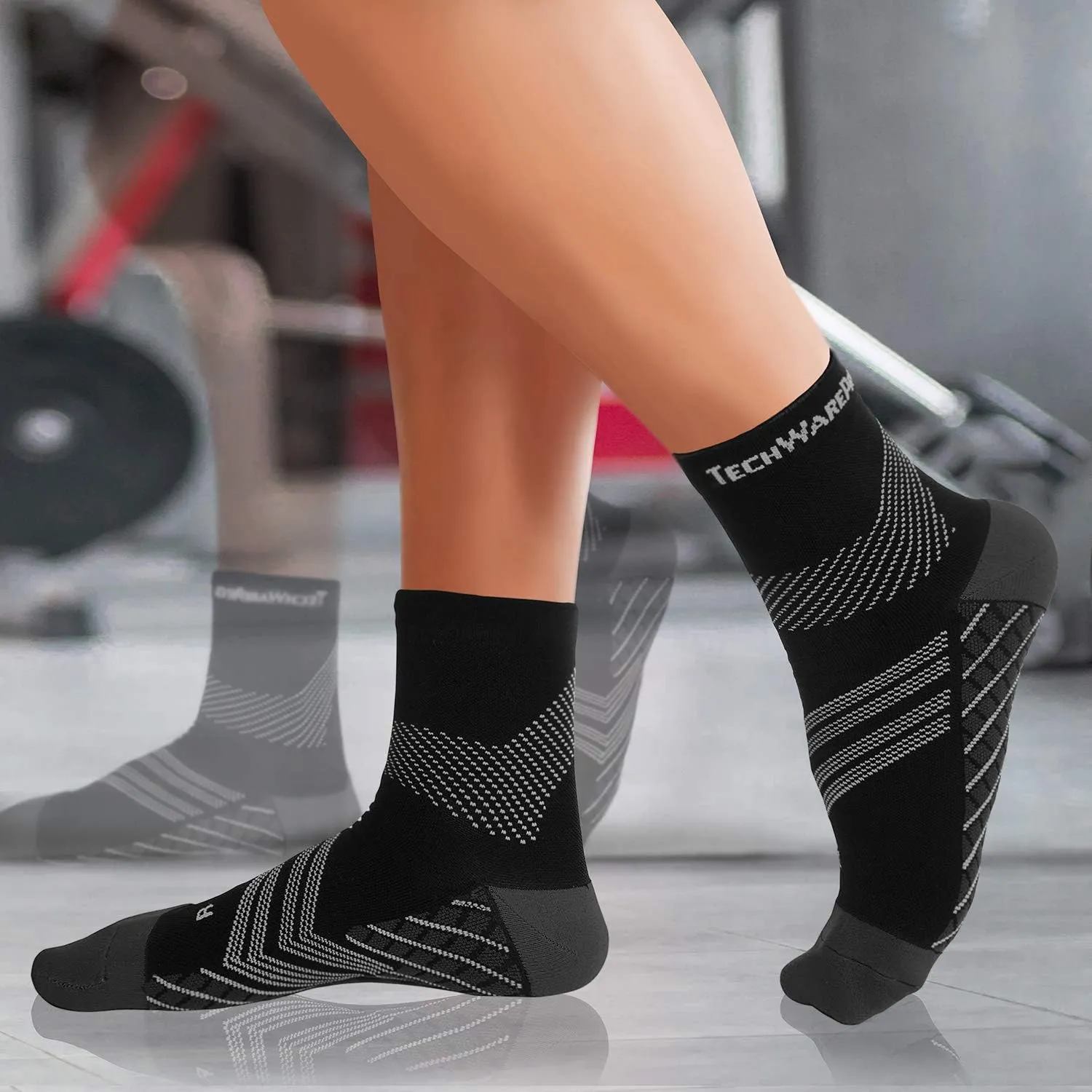 TechWare Pro Plantar Fasciitis Socks  Cushion Ankle Compression Socks Women & Men. Achilles Tendonitis Brace & Arch Support