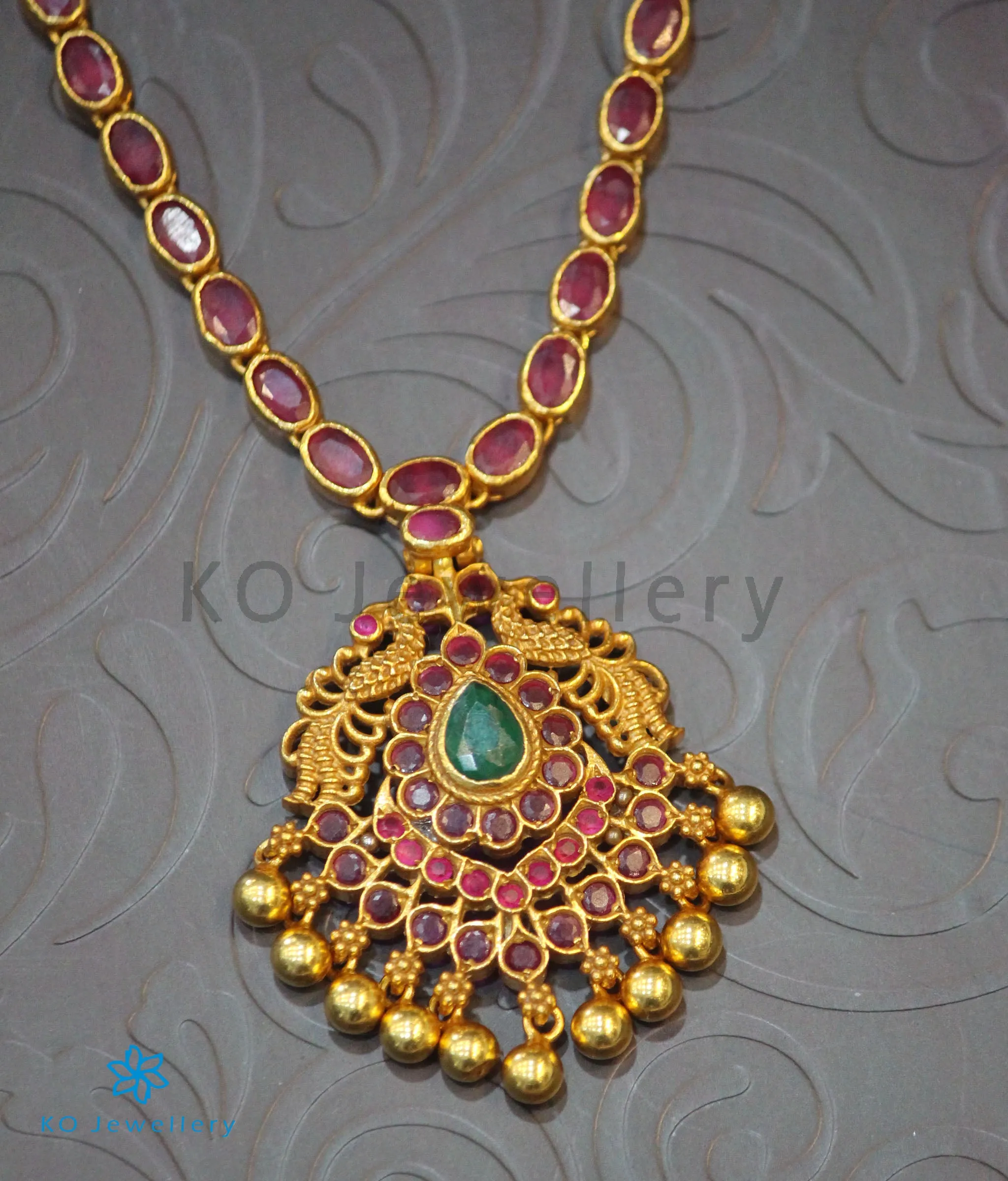 The Pratiksha Silver Peacock Kemp Necklace