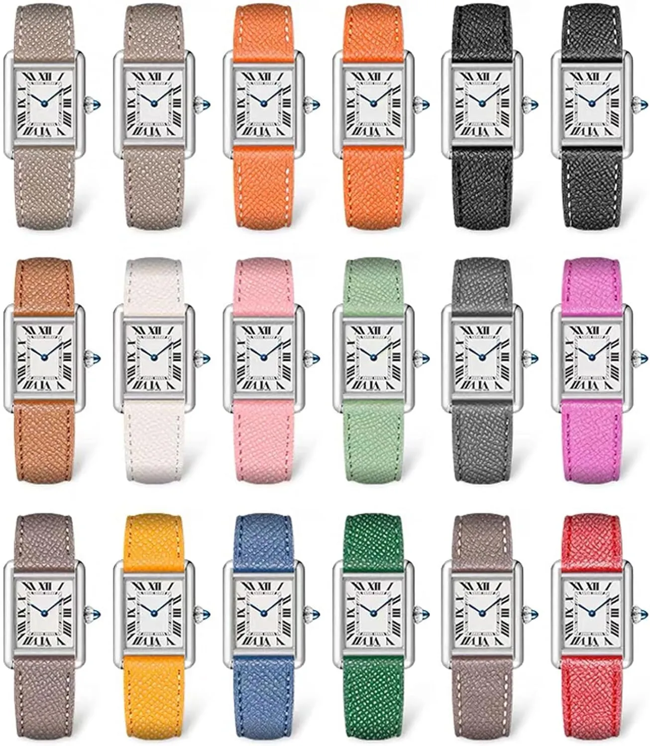 Top Grain Leather Watch Band Handmade Quick Release Thin Textured Genuine Calfskin Leather Epsom Watch Strap Replacement Band Strap 12mm 14mm 16mm 18mm 20mm 22mm Women Men
