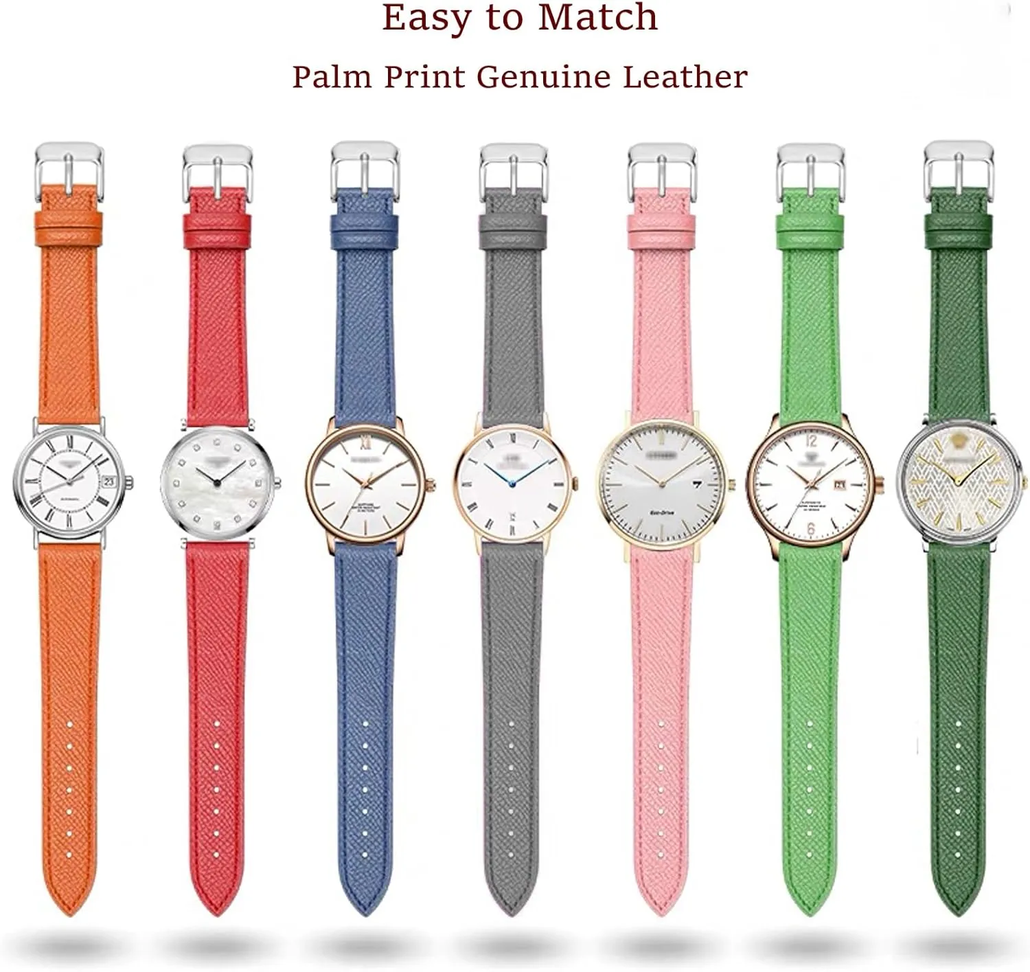 Top Grain Leather Watch Band Handmade Quick Release Thin Textured Genuine Calfskin Leather Epsom Watch Strap Replacement Band Strap 12mm 14mm 16mm 18mm 20mm 22mm Women Men