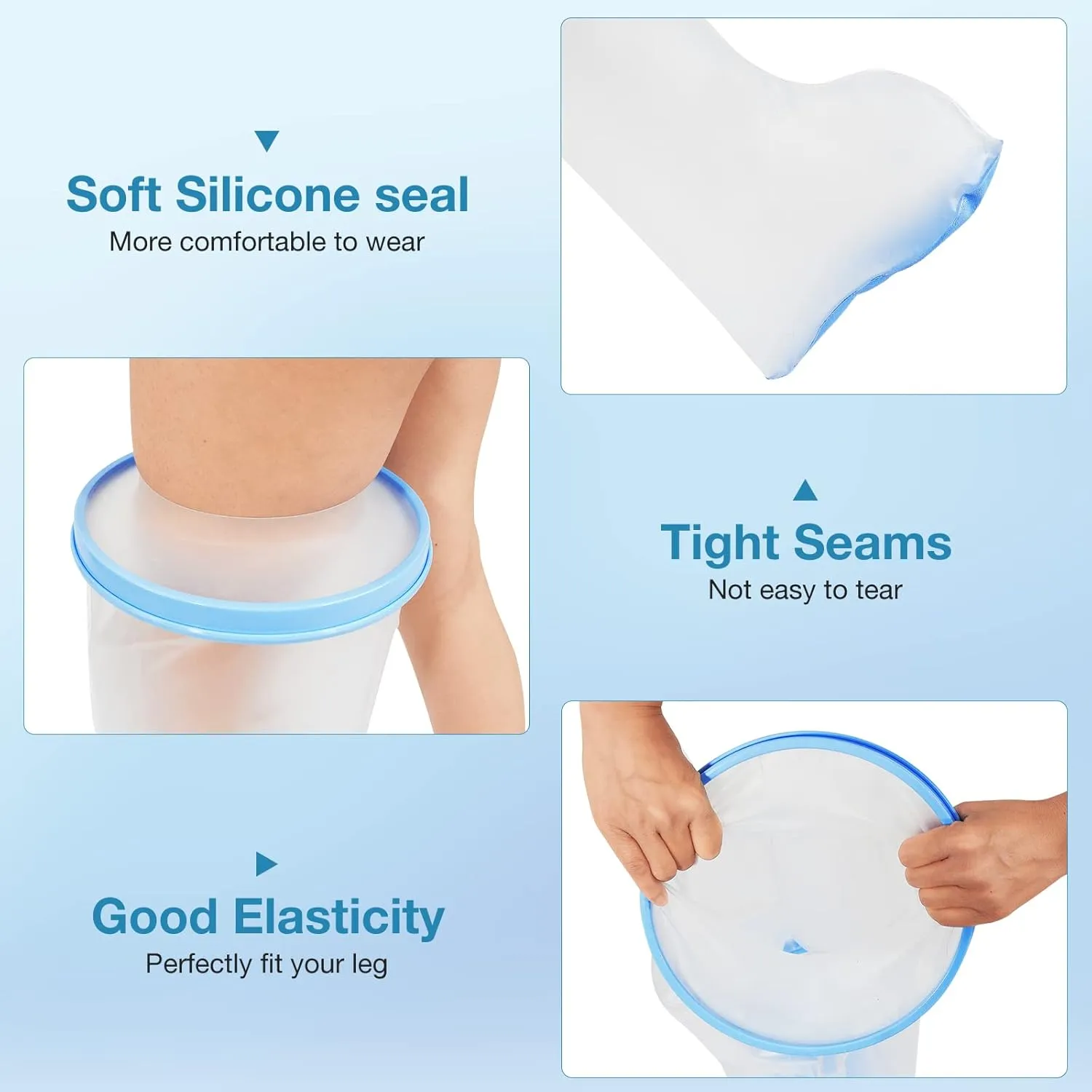 Waterproof Extra Wide Leg Cast Cover for Shower Adults, Extra Large Leg Shower Cover with Non-Slip Bottom, Watertight Foot Protector for Plus Size Adults Surgery Shower Boot