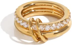 Waterproof Gold Stackable Rings for Women Non Tarnish - 18K Gold Plated Water Resistant Rings Everyday Ring Band for Women - Never Fades Interlocked Cubic Zirconia Bands Stacking Ring