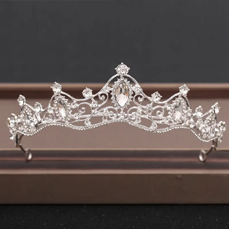 Wedding Crown Hairpiece adorned with Gold and Crystal Accents