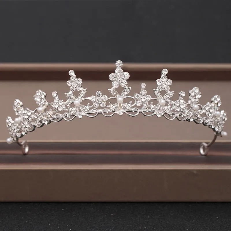 Wedding Crown Hairpiece adorned with Gold and Crystal Accents