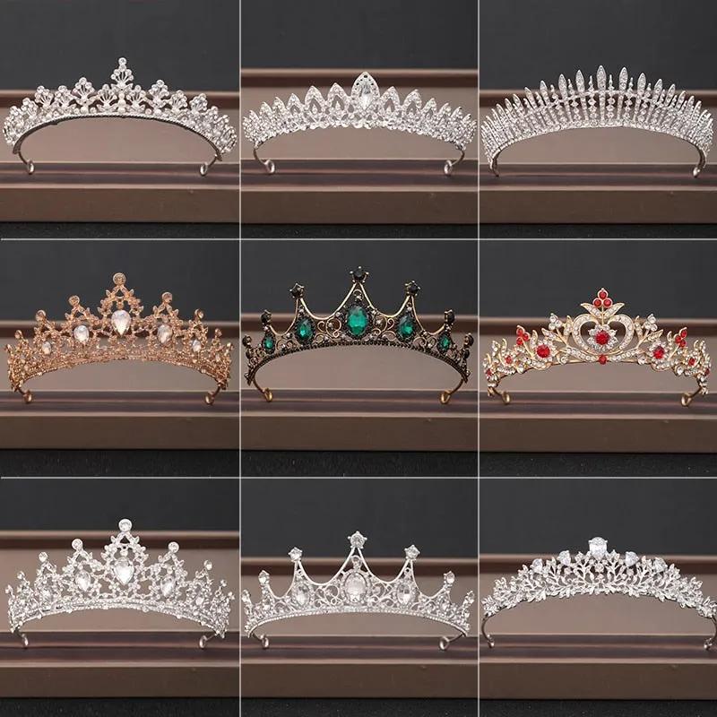 Wedding Crown Hairpiece adorned with Gold and Crystal Accents