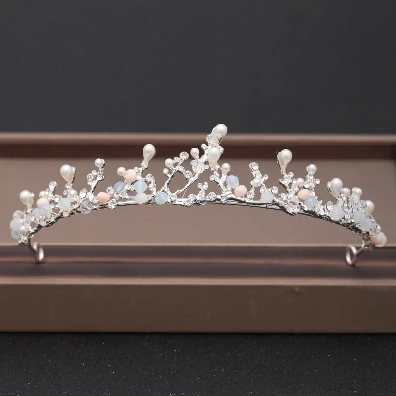 Wedding Crown Hairpiece adorned with Gold and Crystal Accents