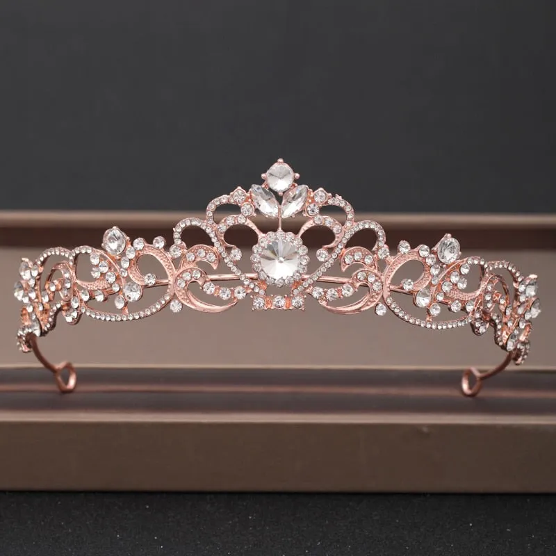 Wedding Crown Hairpiece adorned with Gold and Crystal Accents