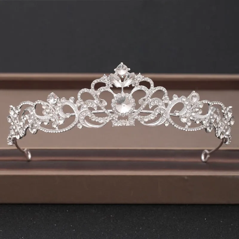 Wedding Crown Hairpiece adorned with Gold and Crystal Accents