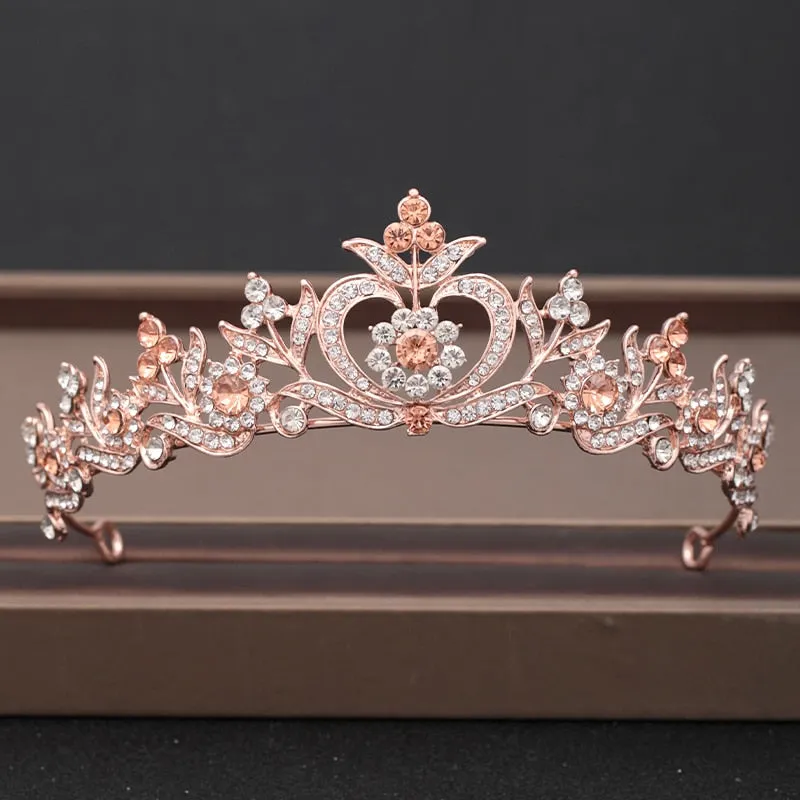 Wedding Crown Hairpiece adorned with Gold and Crystal Accents