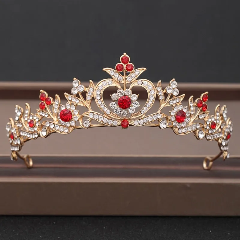 Wedding Crown Hairpiece adorned with Gold and Crystal Accents