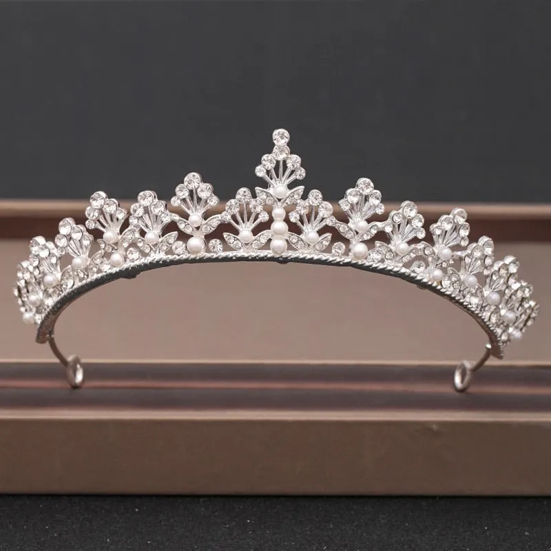 Wedding Crown Hairpiece adorned with Gold and Crystal Accents