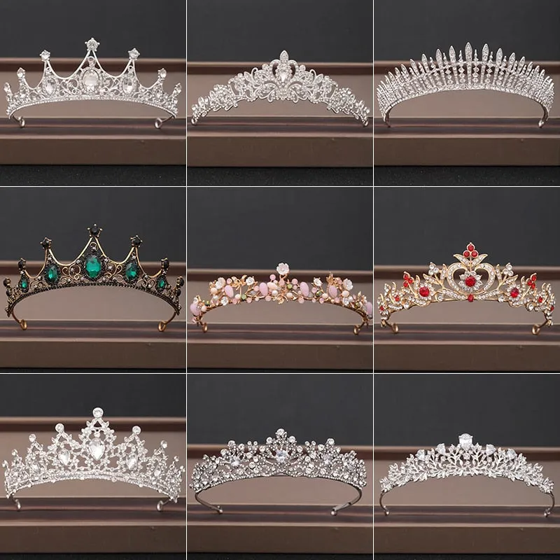 Wedding Crown Hairpiece adorned with Gold and Crystal Accents