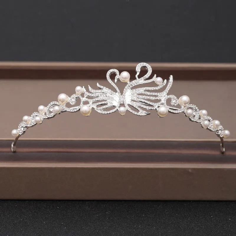 Wedding Crown Hairpiece adorned with Gold and Crystal Accents