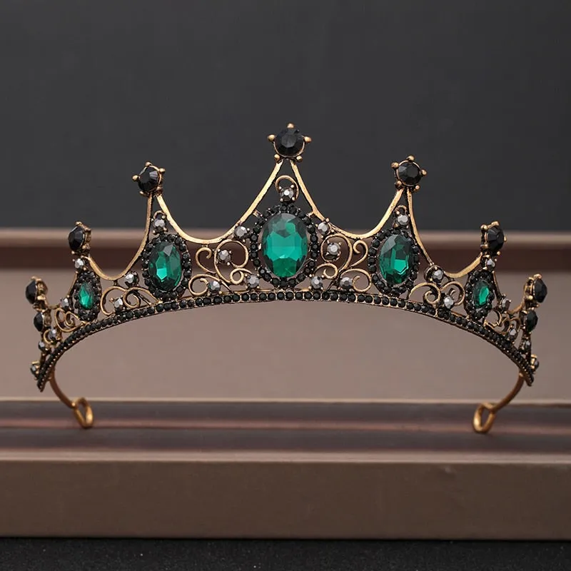Wedding Crown Hairpiece adorned with Gold and Crystal Accents