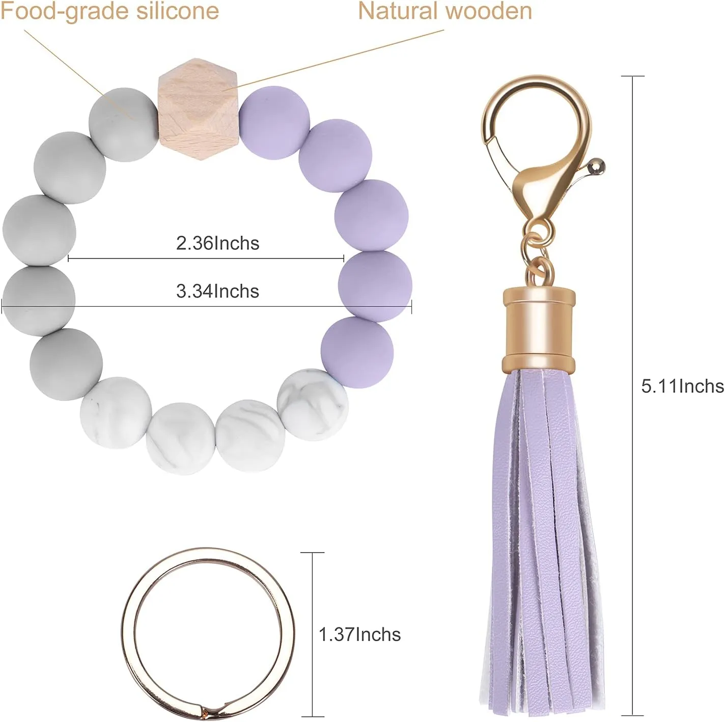 Weixiltc Keychain Wristlet for Women, Silicone Bead Bracelet Key Ring Girl, Key Chain Holder for Car Keys