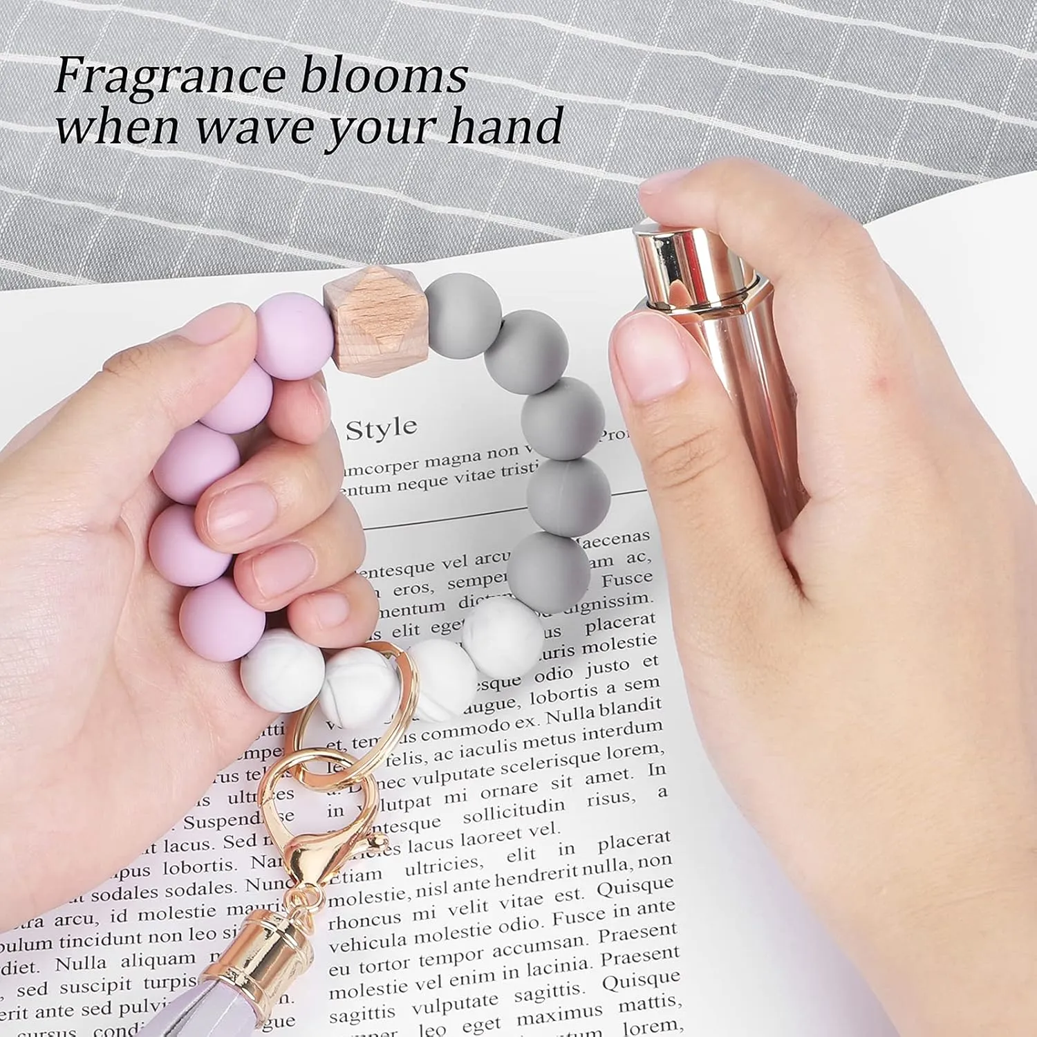 Weixiltc Keychain Wristlet for Women, Silicone Bead Bracelet Key Ring Girl, Key Chain Holder for Car Keys