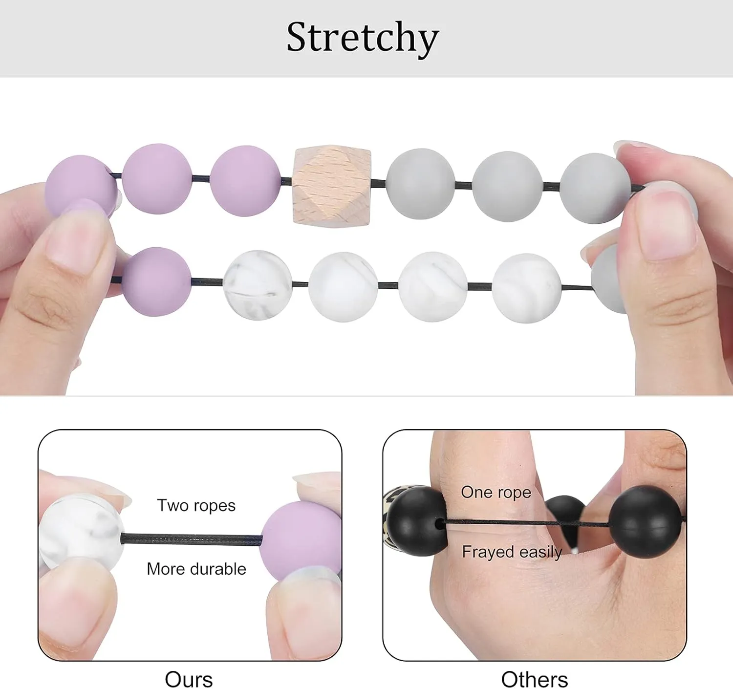 Weixiltc Keychain Wristlet for Women, Silicone Bead Bracelet Key Ring Girl, Key Chain Holder for Car Keys
