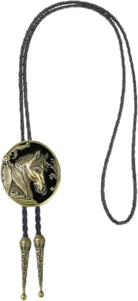 Western Bolo Tie Vintage Cross Shield Pattern Leather Braided Cowboy Necktie Bolo Tie for Men Women