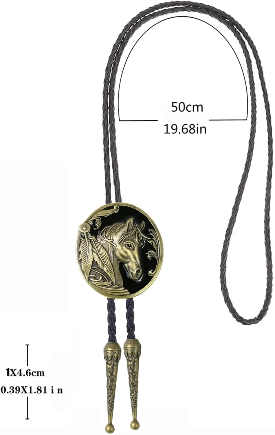 Western Bolo Tie Vintage Cross Shield Pattern Leather Braided Cowboy Necktie Bolo Tie for Men Women