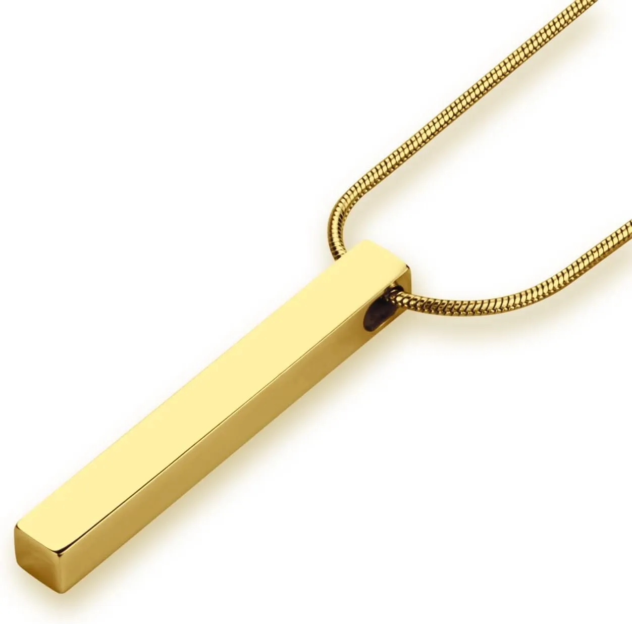 Wikavanli Stainless Steel Couple Necklace for Men and Women, Bar Pendant Matching Necklaces 22 Inches Snake Chain, Unisex
