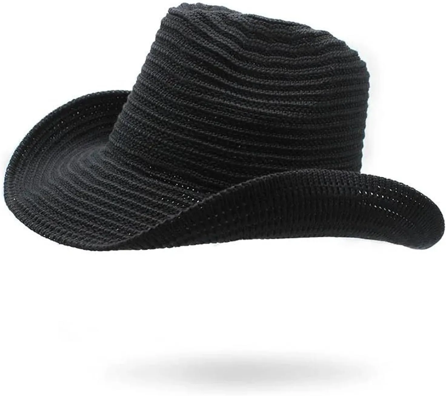 Women Men Western Cowboy Hat Jazz Top Hat Knitted Big Brim Felt Cap Trilby Wide Brim Fedora Outdoor Sun Hat