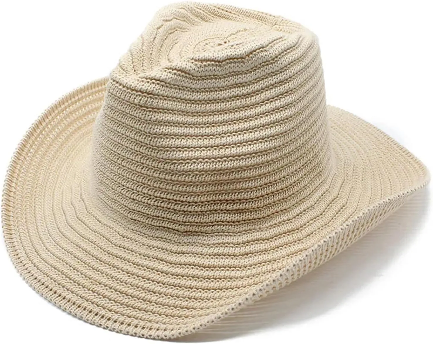 Women Men Western Cowboy Hat Jazz Top Hat Knitted Big Brim Felt Cap Trilby Wide Brim Fedora Outdoor Sun Hat