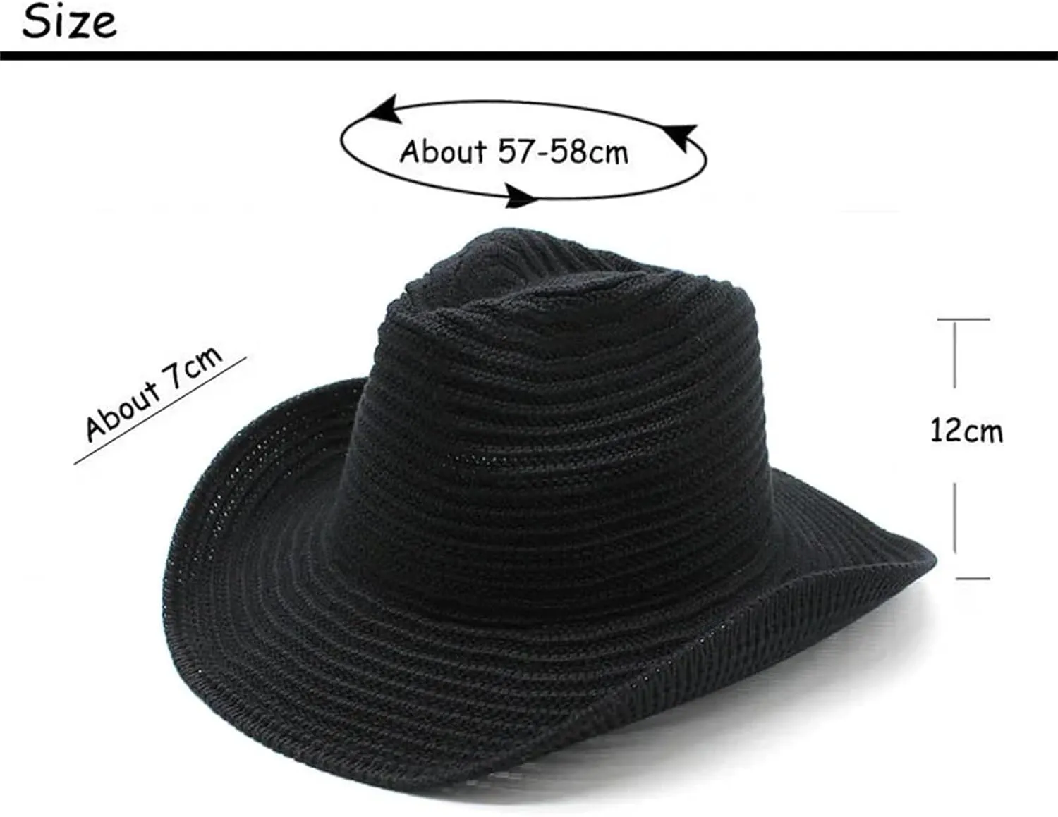 Women Men Western Cowboy Hat Jazz Top Hat Knitted Big Brim Felt Cap Trilby Wide Brim Fedora Outdoor Sun Hat