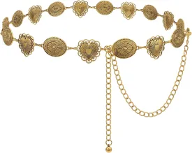 Women Western Metal Chain Belt Concho Belt Cowgirl Waist Link for Jeans Dresses Concert Boho