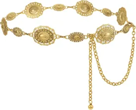 Women Western Metal Chain Belt Concho Belt Cowgirl Waist Link for Jeans Dresses Concert Boho