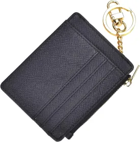 woogwin Slim RFID Credit Card Holder for Women Mini Front Pocket Wallet Purse With Keychain