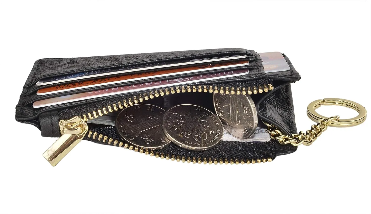 woogwin Slim RFID Credit Card Holder for Women Mini Front Pocket Wallet Purse With Keychain