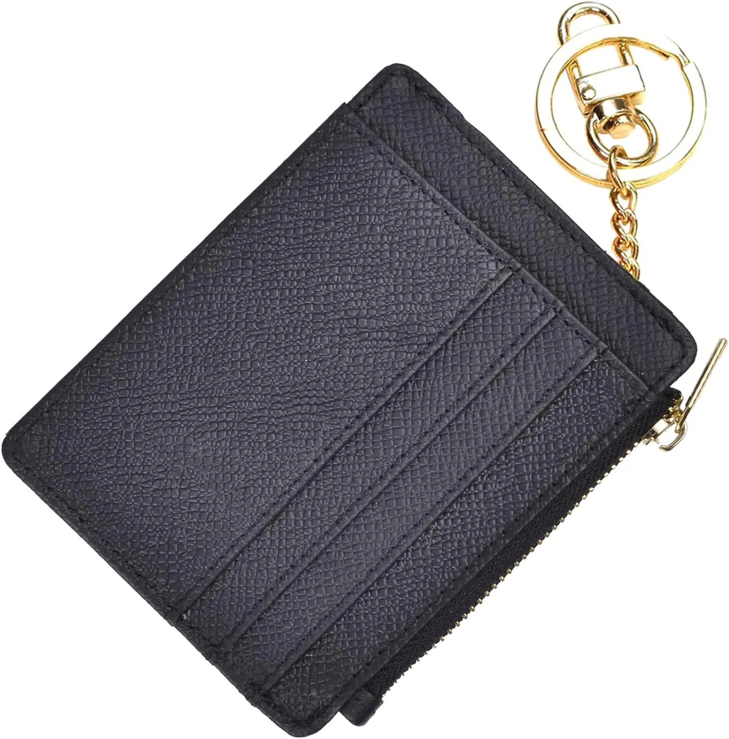 woogwin Slim RFID Credit Card Holder for Women Mini Front Pocket Wallet Purse With Keychain