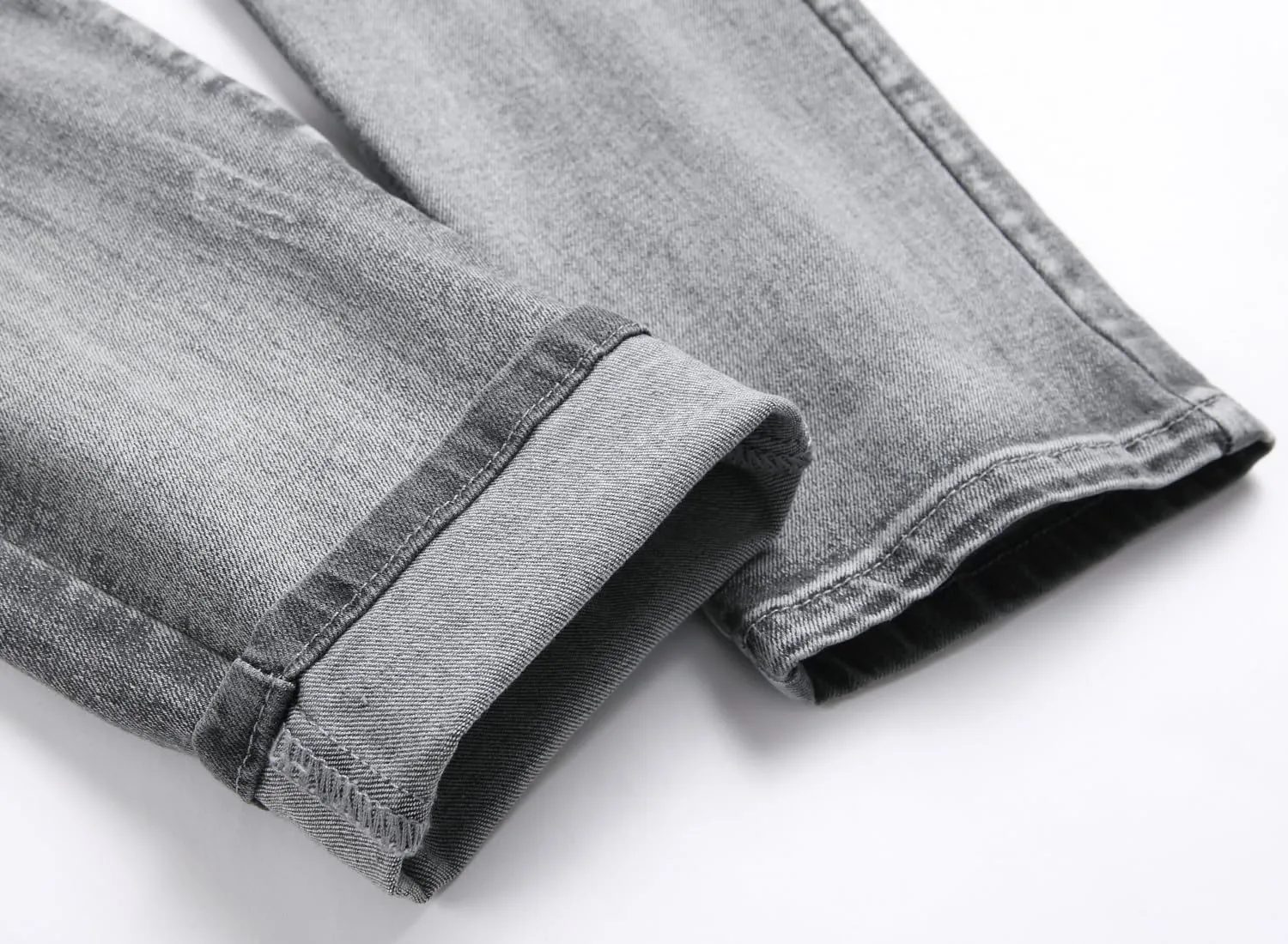 XIMXIMMTIAN Men's Biker Moto Washed Distressed Slim Fit Straight Jeans Denim