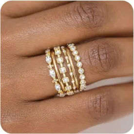 YEEZII Gold Rings for Women Non Tarnish, 14k Gold Plated Stacking Cubic Zirconia Thumb Rings, Dainty Stackable Gold Knuckle Rings Set Size 6-10